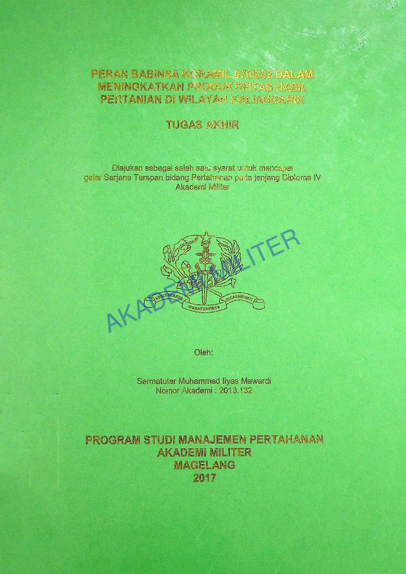 PERAN BABINSA KORAMIL 0705/02 DALAM MENINGKATKAN PRODUKTIFITAS HASIL PERTANIAN DI WILAYAH KALIANGKRIK